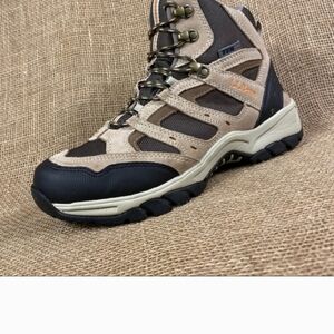 LL BEAN boots hiking waterproof work beige black Leather Size 8.5 M